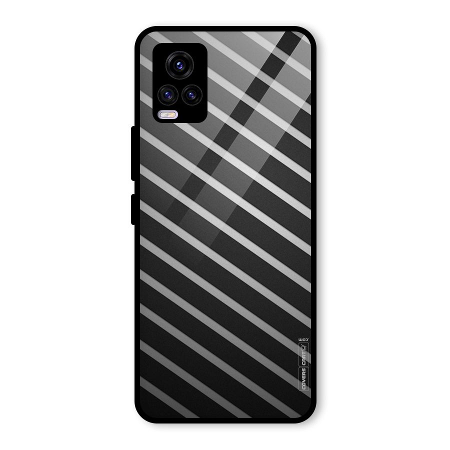 Grey And Black Stripes Glass Back Case for Vivo V20