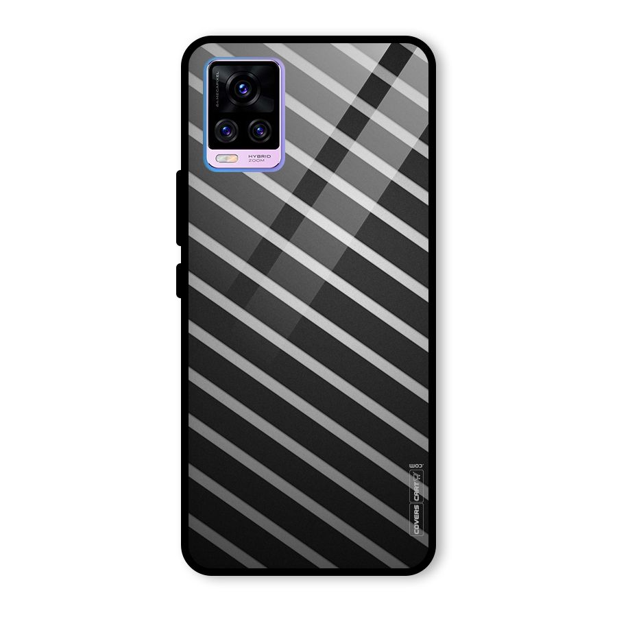 Grey And Black Stripes Glass Back Case for Vivo V20 Pro
