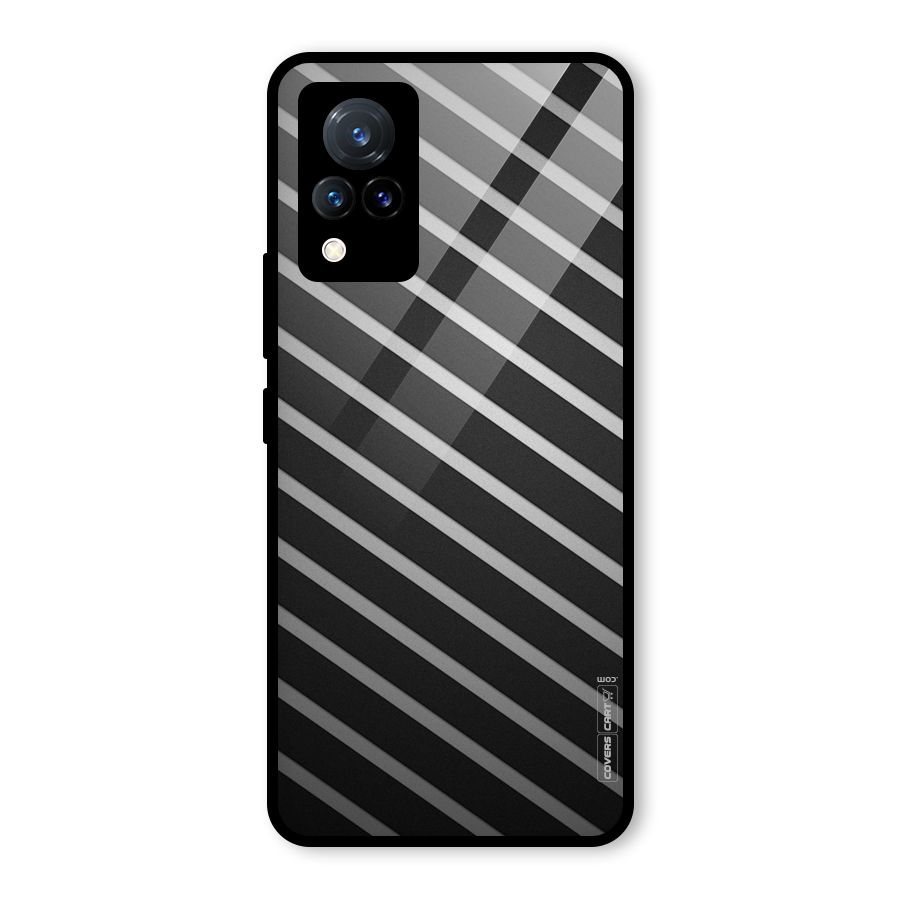 Grey And Black Stripes Glass Back Case for Vivo V21 5G