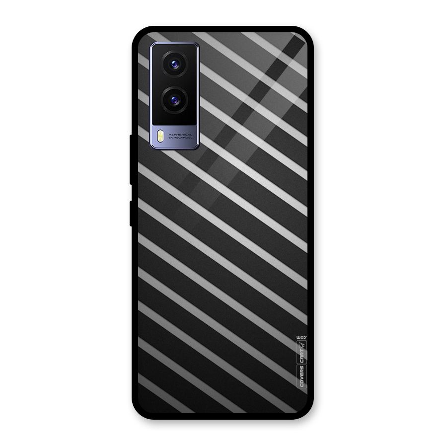 Grey And Black Stripes Glass Back Case for Vivo V21e 5G