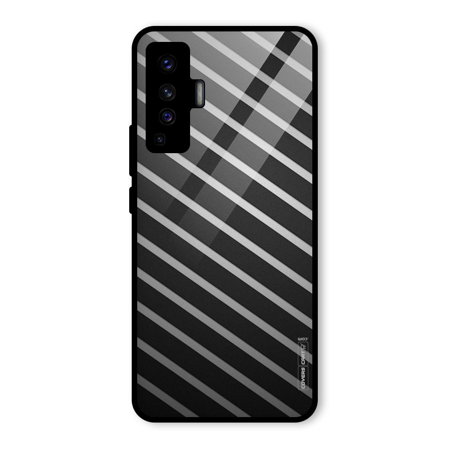 Grey And Black Stripes Glass Back Case for Vivo X50