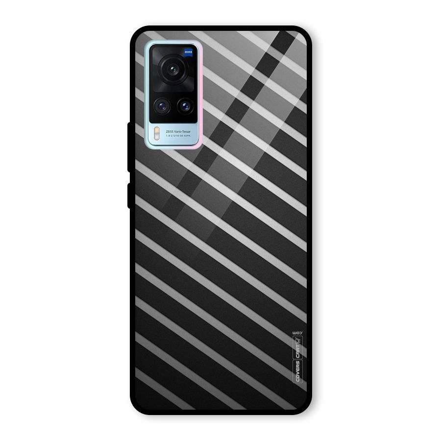 Grey And Black Stripes Glass Back Case for Vivo X60
