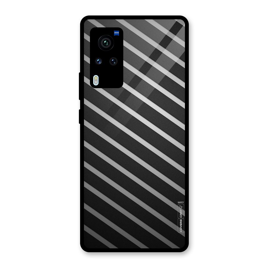 Grey And Black Stripes Glass Back Case for Vivo X60 Pro