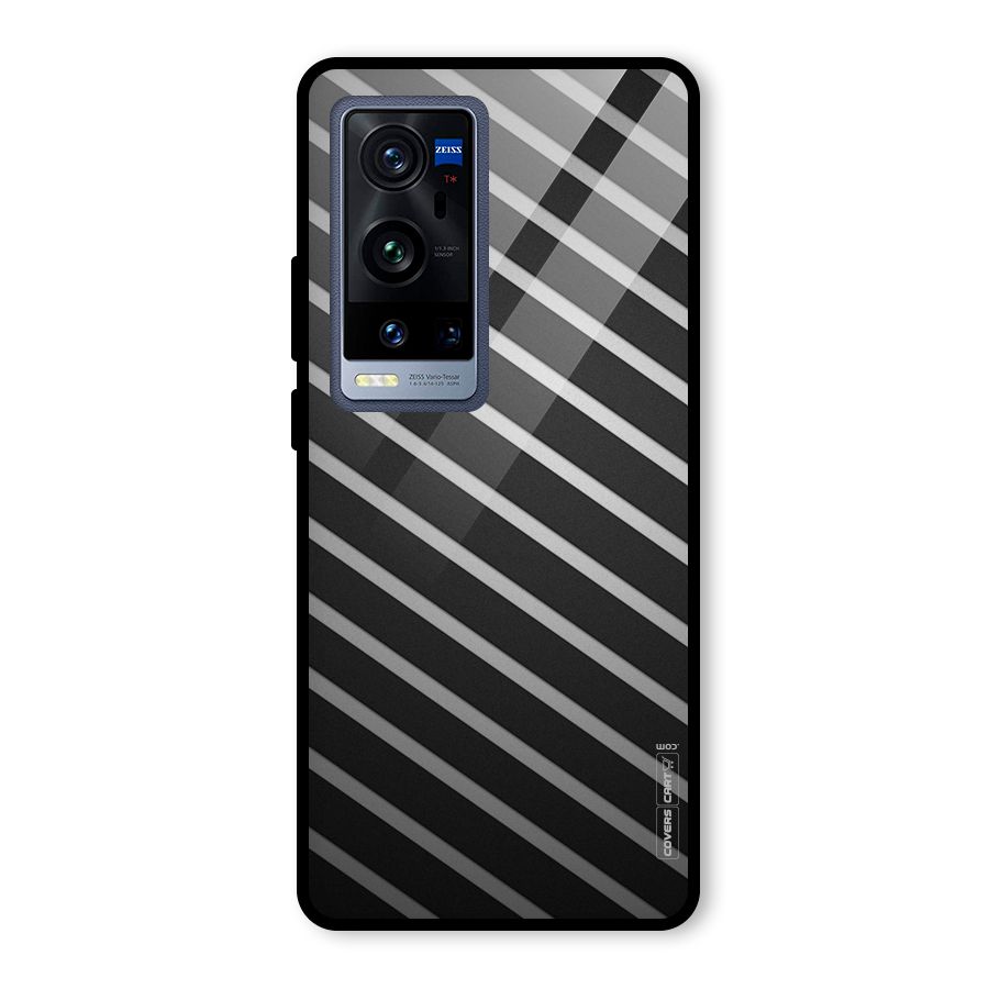 Grey And Black Stripes Glass Back Case for Vivo X60 Pro Plus