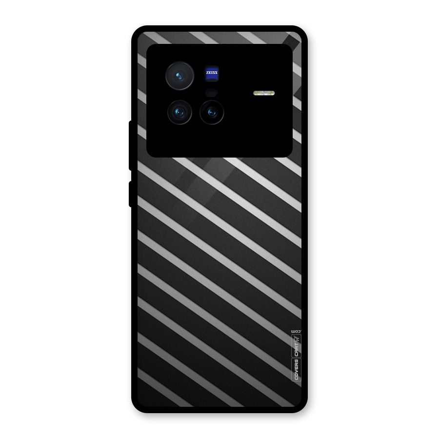 Grey And Black Stripes Glass Back Case for Vivo X80