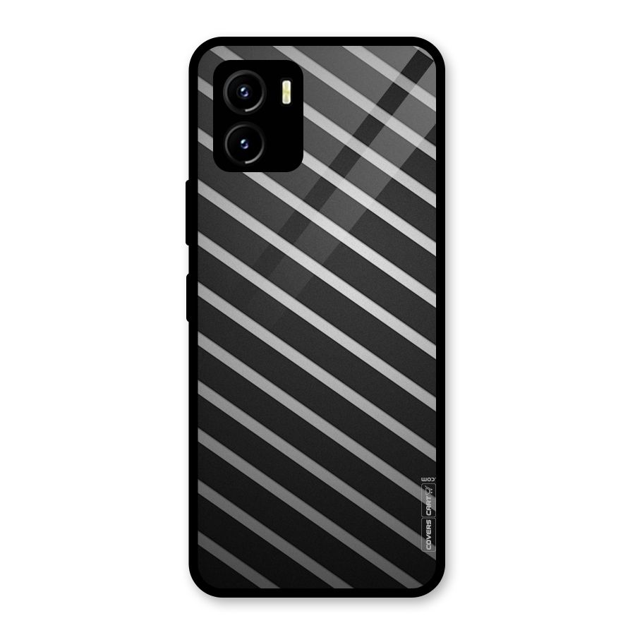 Grey And Black Stripes Glass Back Case for Vivo Y15s