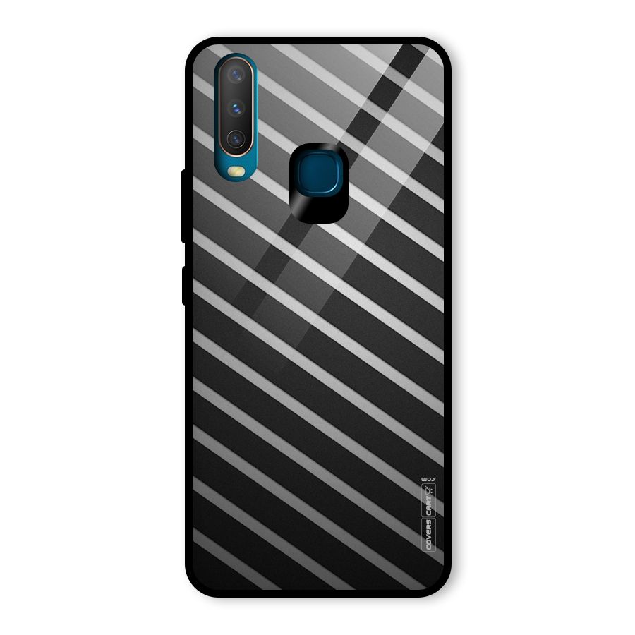 Grey And Black Stripes Glass Back Case for Vivo Y17