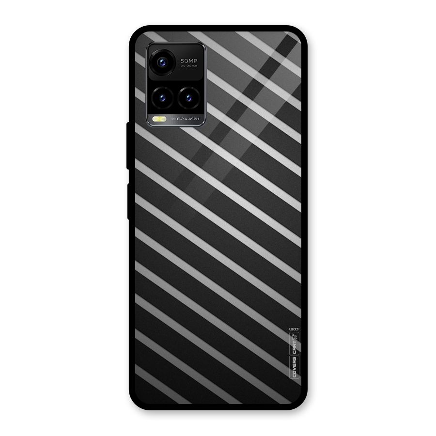 Grey And Black Stripes Glass Back Case for Vivo Y21T