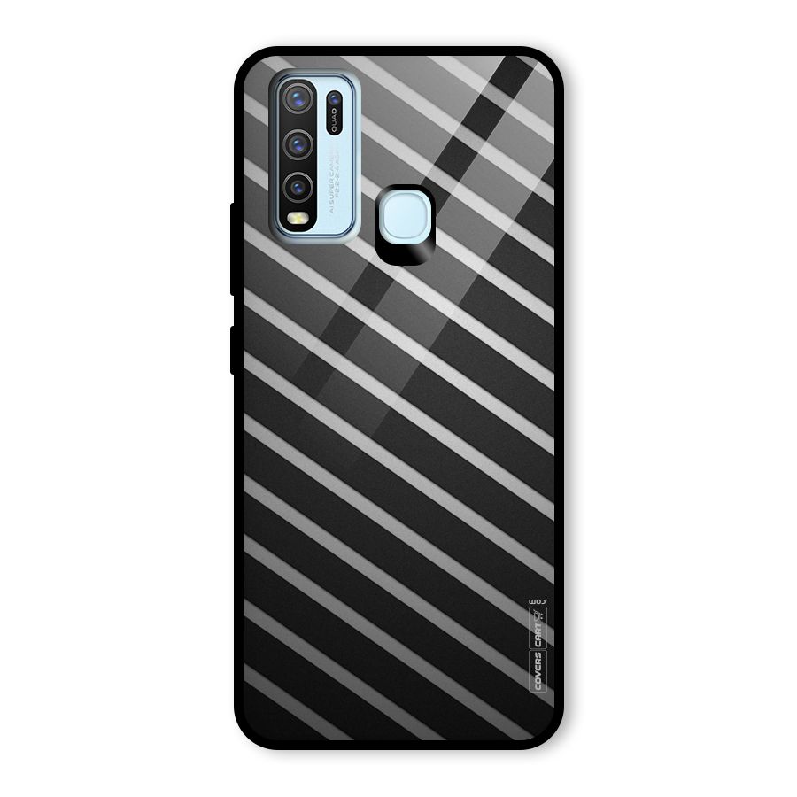 Grey And Black Stripes Glass Back Case for Vivo Y30