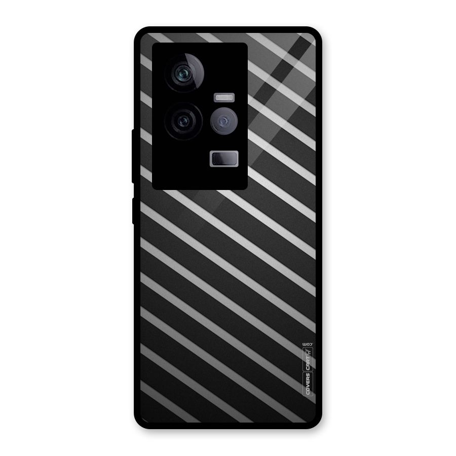 Grey And Black Stripes Glass Back Case for Vivo iQOO 11 5G