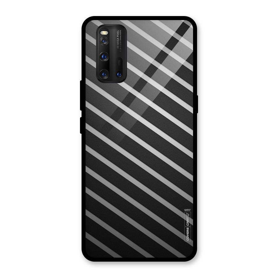 Grey And Black Stripes Glass Back Case for Vivo iQOO 3