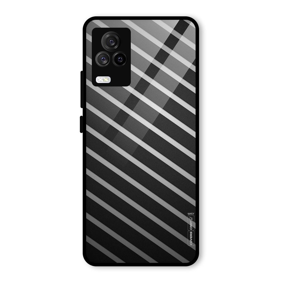 Grey And Black Stripes Glass Back Case for Vivo iQOO 7 Legend 5G