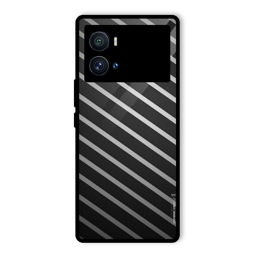 Grey And Black Stripes Glass Back Case for Vivo iQOO 9 Pro