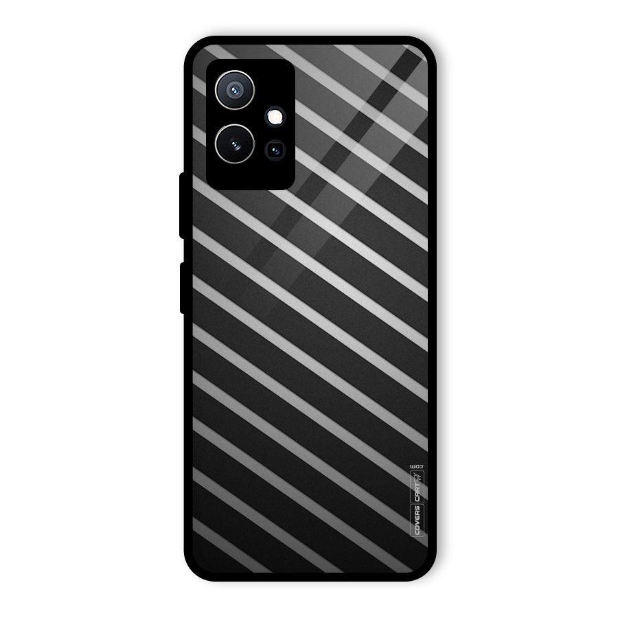 Grey And Black Stripes Glass Back Case for Vivo iQOO Z6
