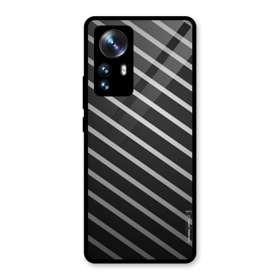 Grey And Black Stripes Glass Back Case for Xiaomi 12 Pro
