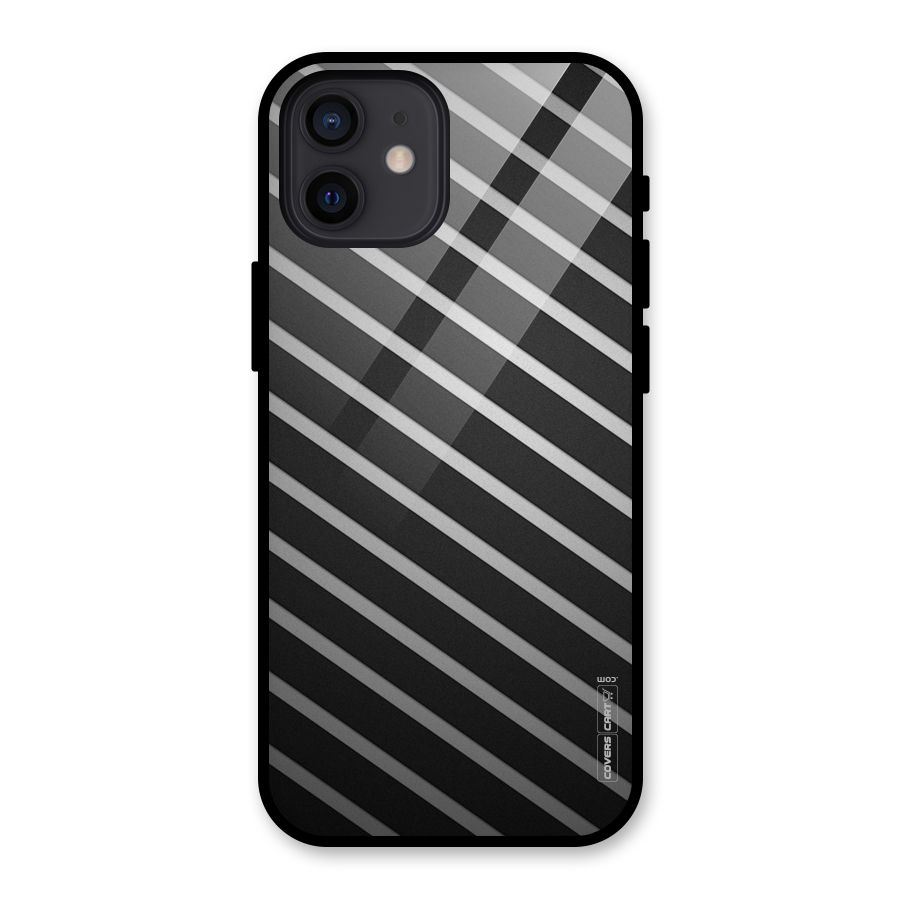 Grey And Black Stripes Glass Back Case for iPhone 12