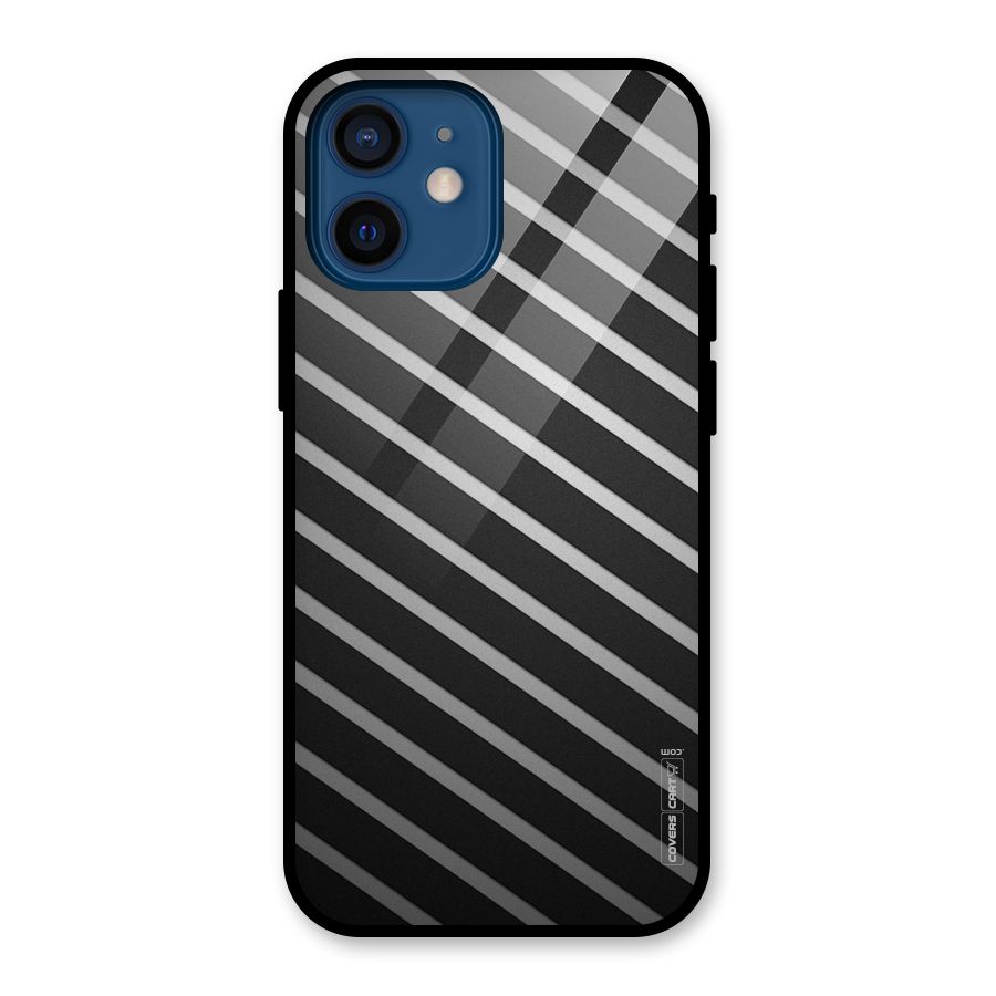 Grey And Black Stripes Glass Back Case for iPhone 12 Mini