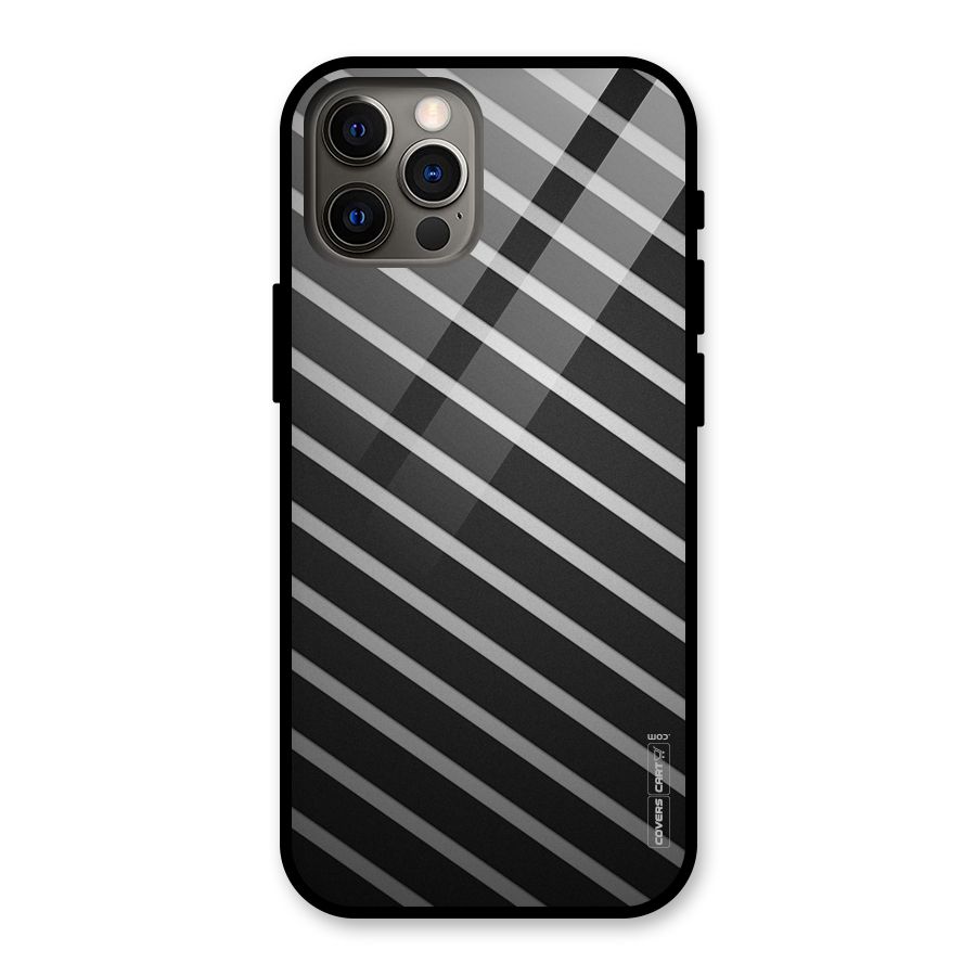 Grey And Black Stripes Glass Back Case for iPhone 12 Pro