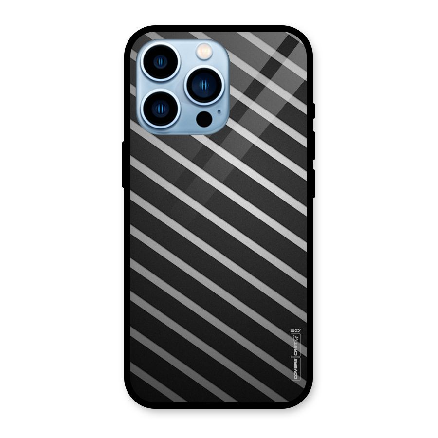 Grey And Black Stripes Glass Back Case for iPhone 13 Pro
