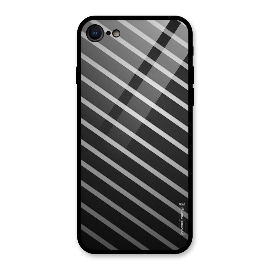 Grey And Black Stripes Glass Back Case for iPhone SE 2022