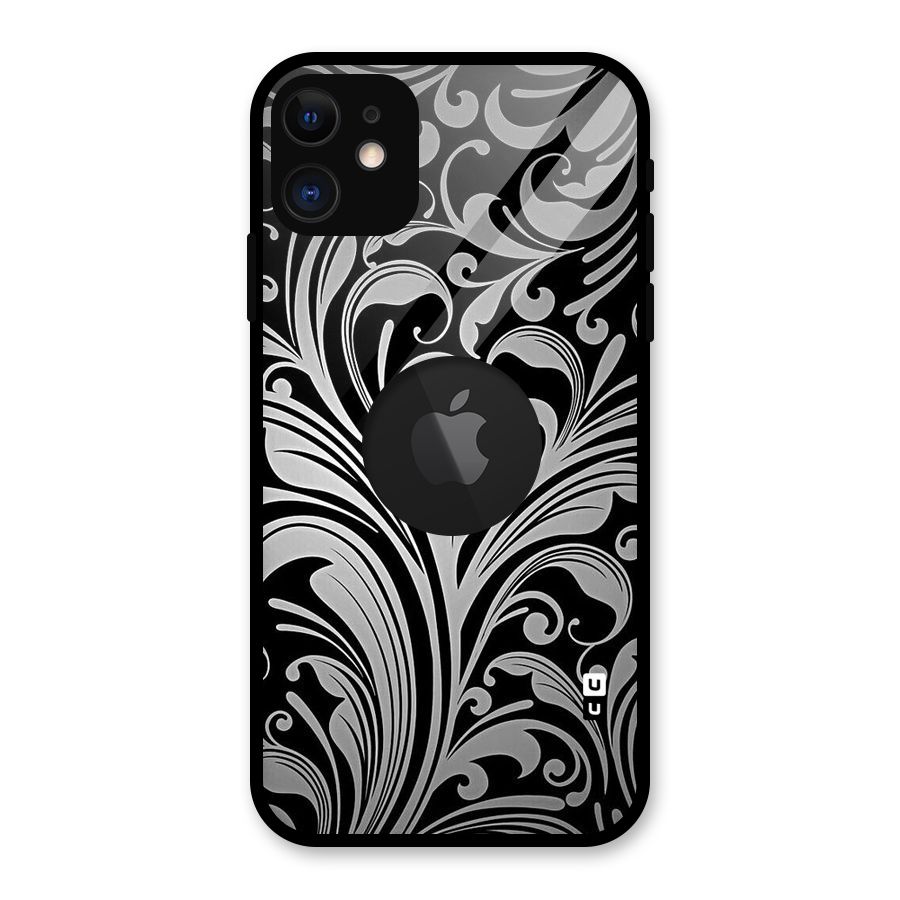 Grey Beauty Pattern Glass Back Case for iPhone 11 Logo Cut