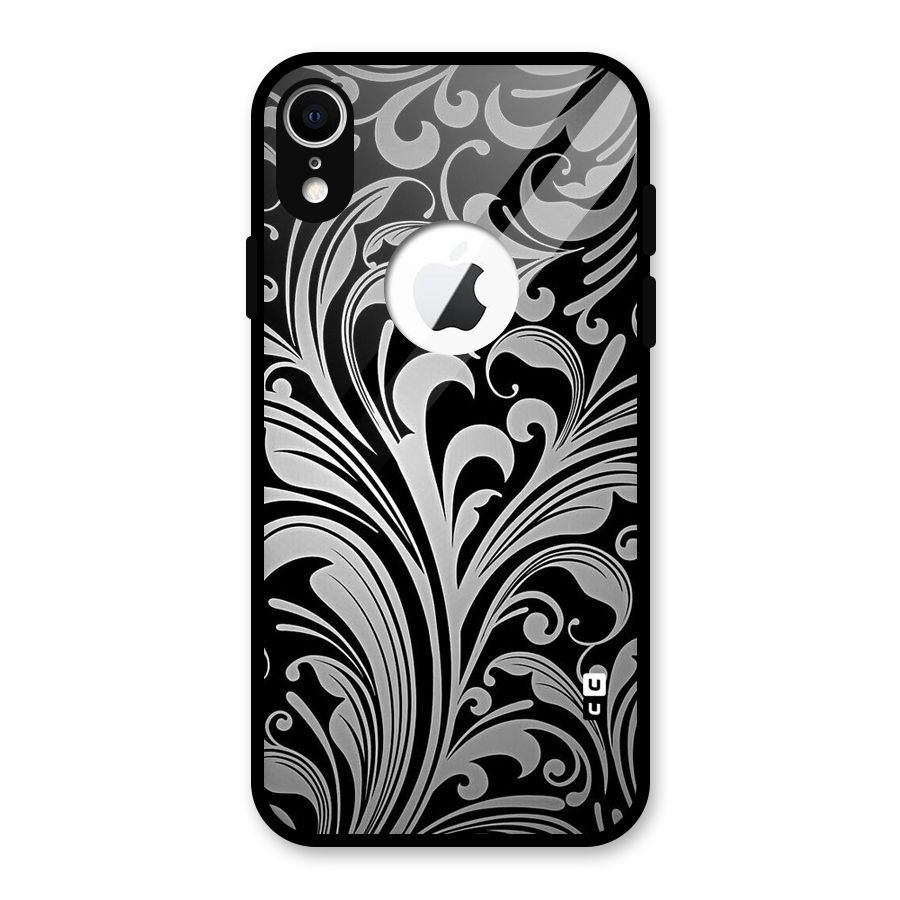 Grey Beauty Pattern Glass Back Case for iPhone XR Logo Cut
