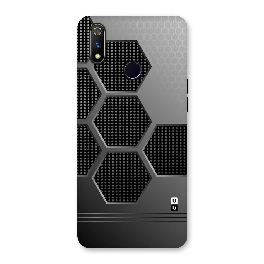 Grey Black Hexa Back Case for Realme 3 Pro