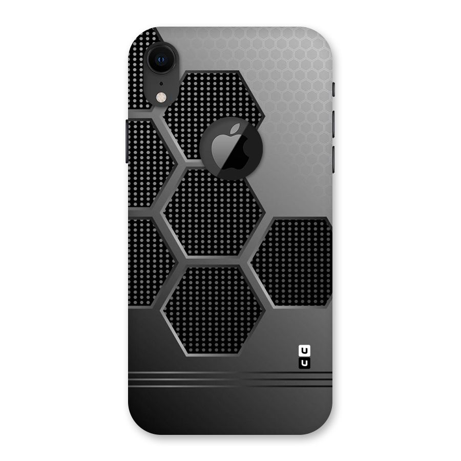 Grey Black Hexa Back Case for iPhone XR Logo Cut