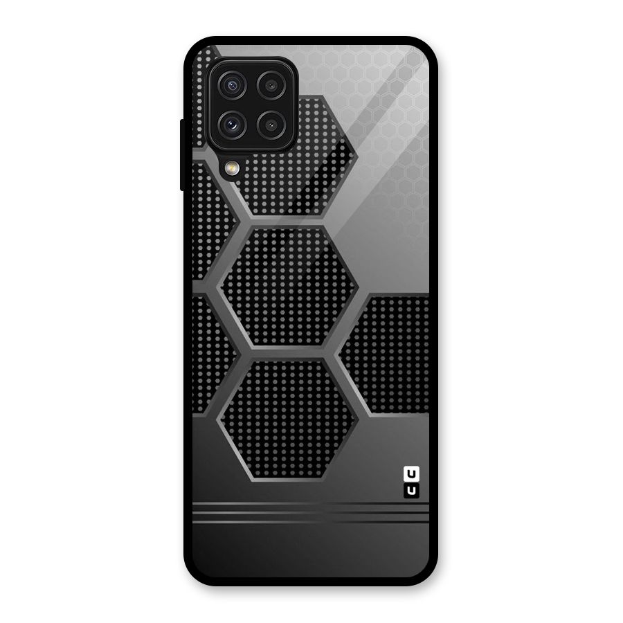 Grey Black Hexa Glass Back Case for Galaxy A22 4G