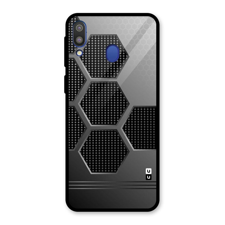 Grey Black Hexa Glass Back Case for Galaxy M20