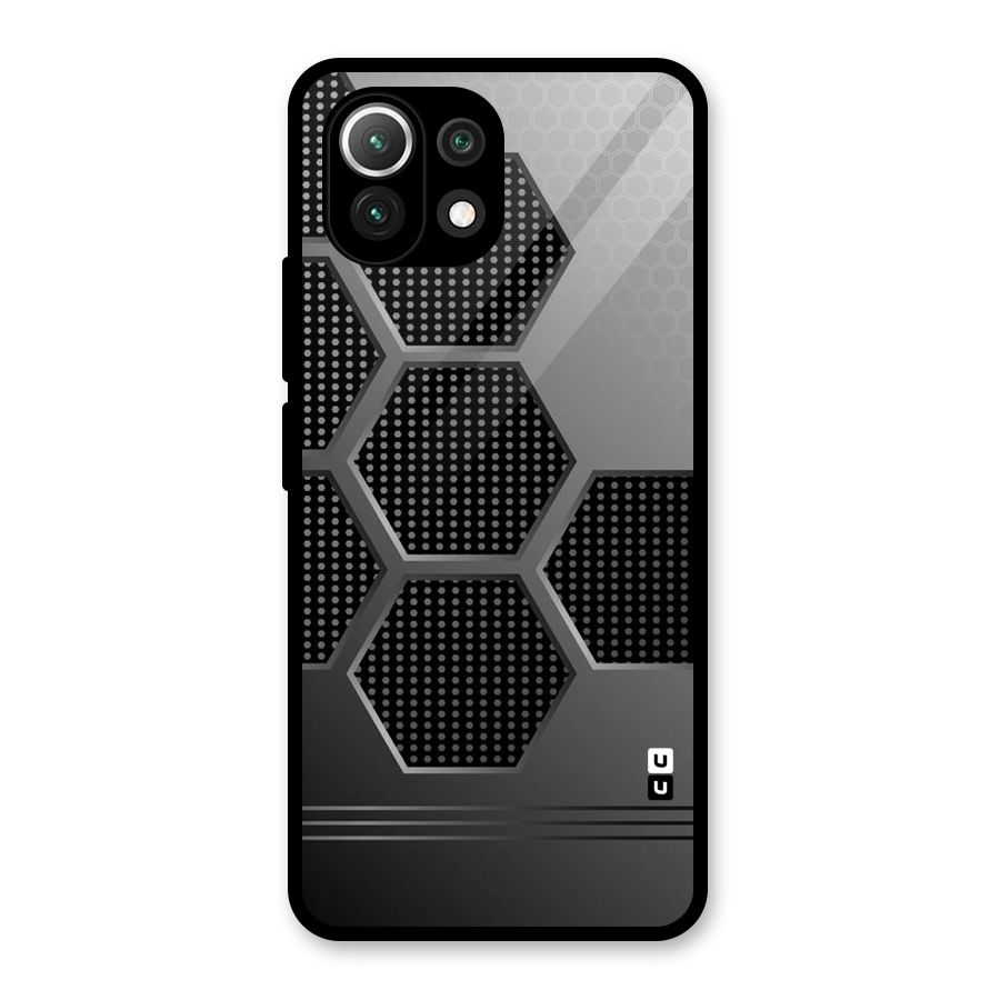 Grey Black Hexa Glass Back Case for Mi 11 Lite
