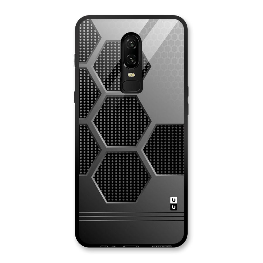 Grey Black Hexa Glass Back Case for OnePlus 6