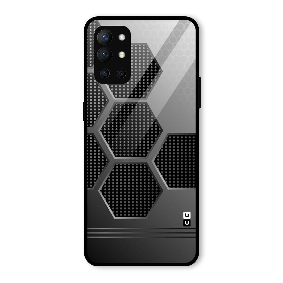 Grey Black Hexa Glass Back Case for OnePlus 9R