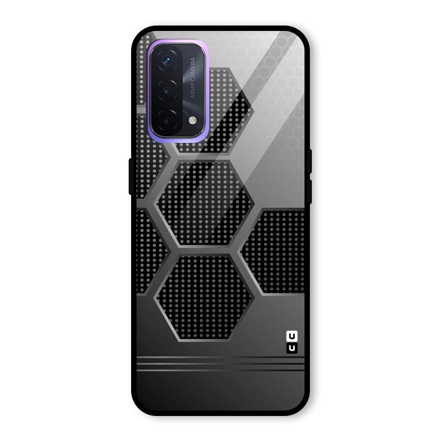 Grey Black Hexa Glass Back Case for Oppo A74 5G