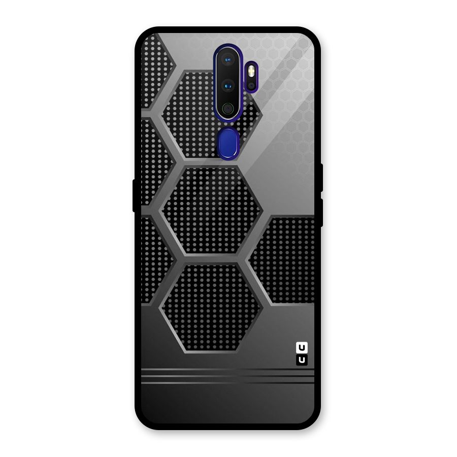 Grey Black Hexa Glass Back Case for Oppo A9 (2020)