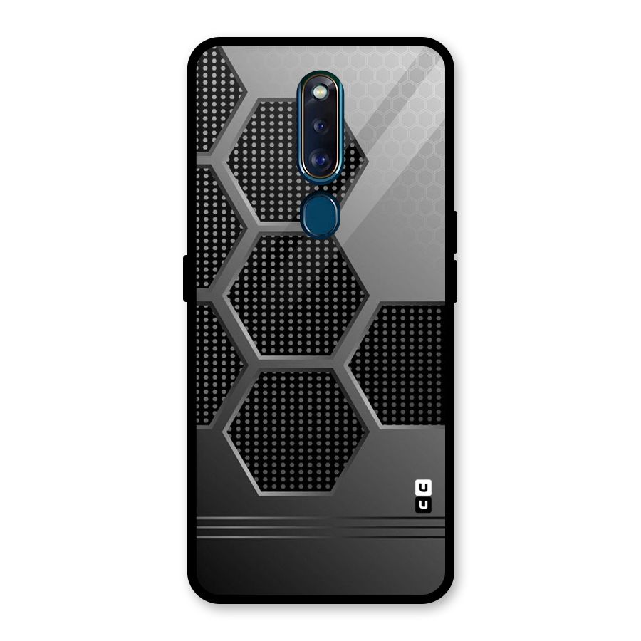 Grey Black Hexa Glass Back Case for Oppo F11 Pro