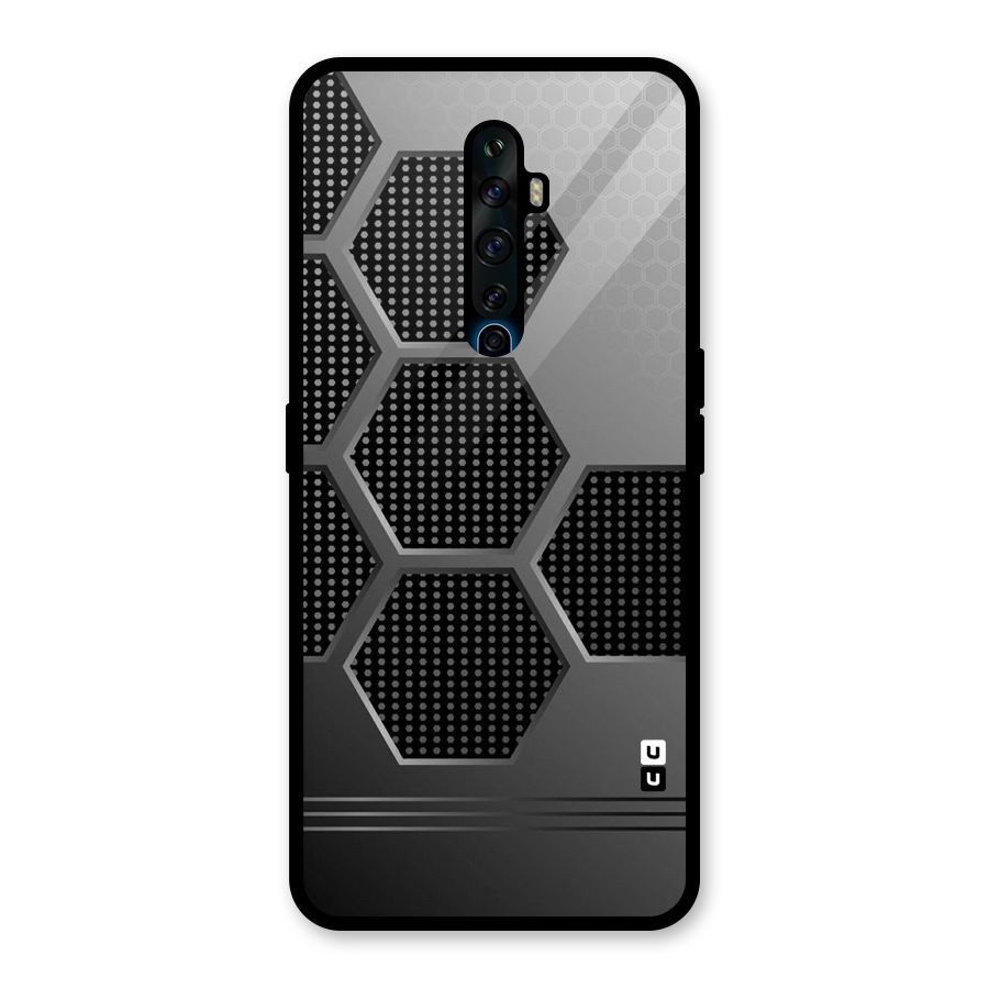Grey Black Hexa Glass Back Case for Oppo Reno2 F