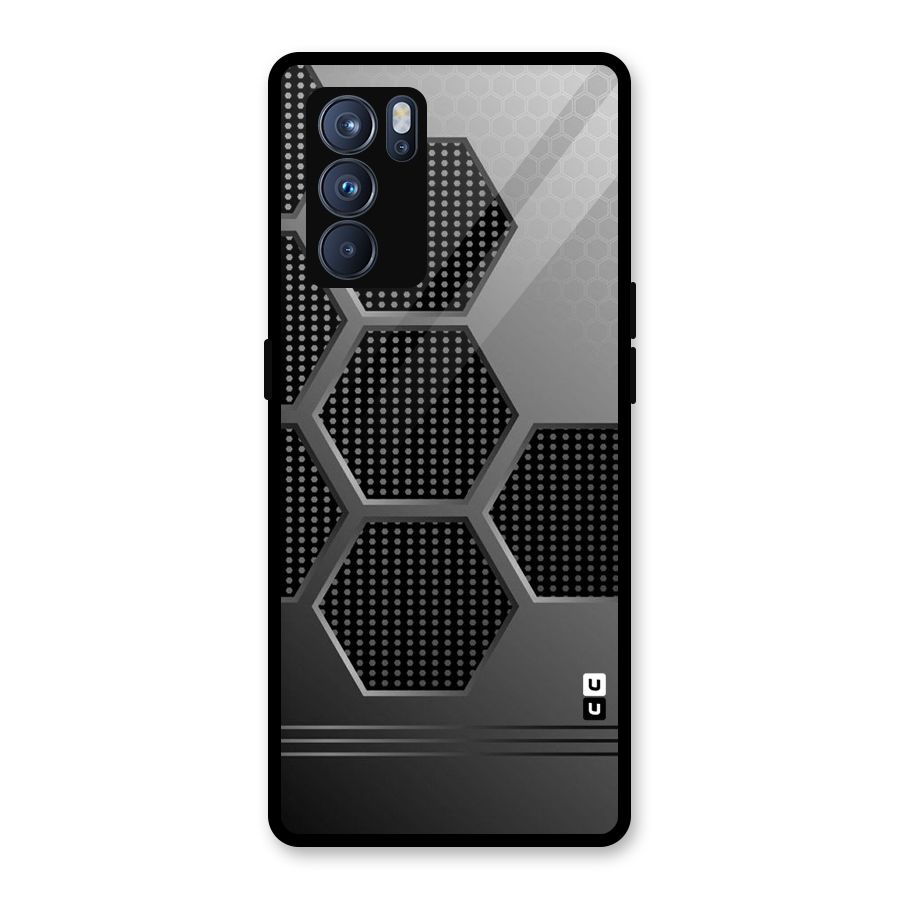 Grey Black Hexa Glass Back Case for Oppo Reno6 Pro 5G