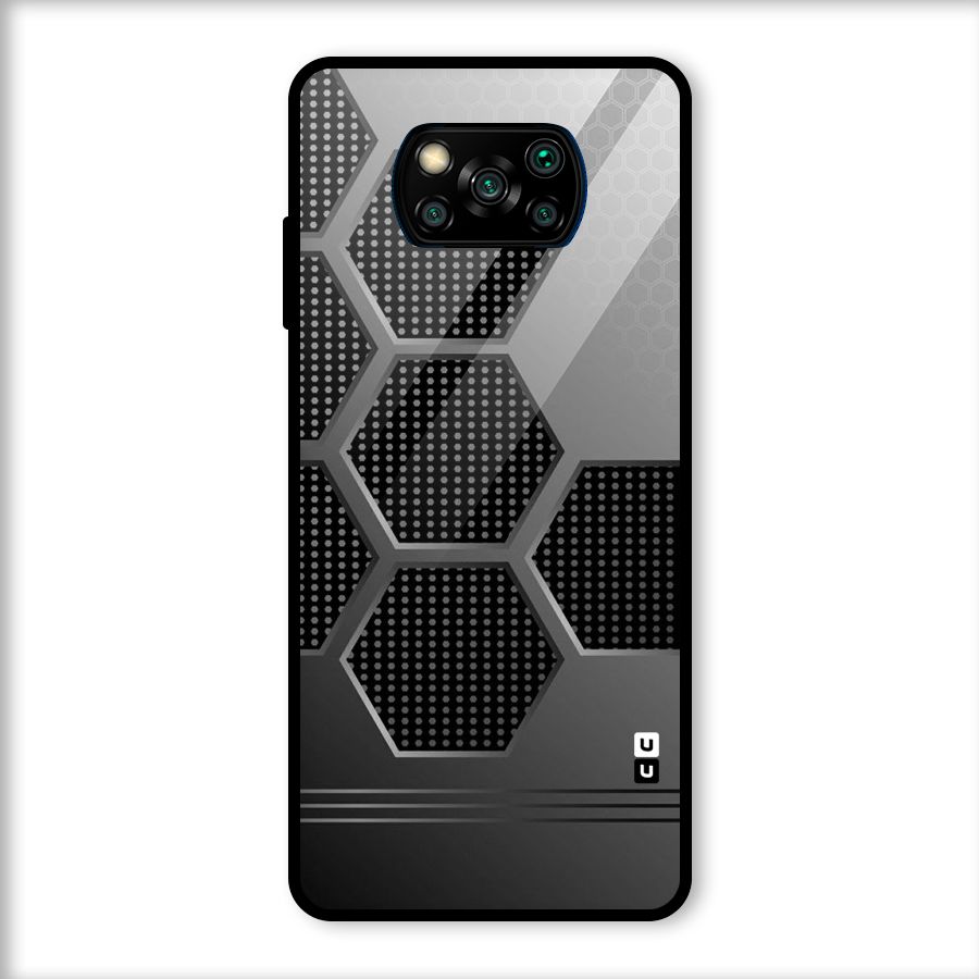 Grey Black Hexa Glass Back Case for Poco X3
