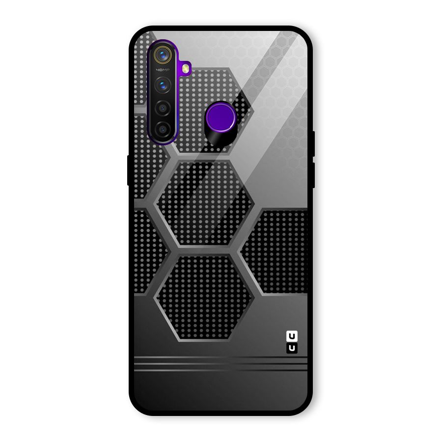 Grey Black Hexa Glass Back Case for Realme 5 Pro