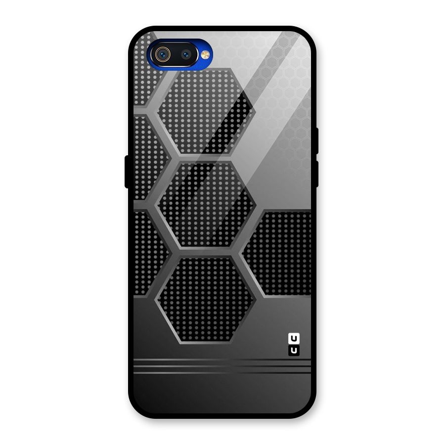 Grey Black Hexa Glass Back Case for Realme C2