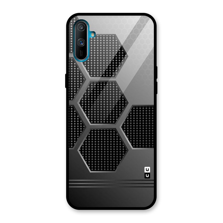 Grey Black Hexa Glass Back Case for Realme C3