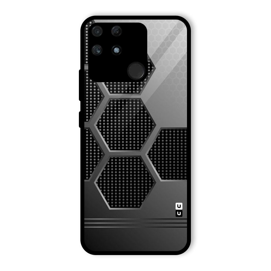 Grey Black Hexa Glass Back Case for Realme Narzo 50A