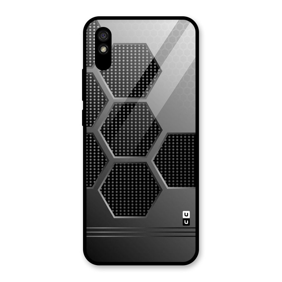 Grey Black Hexa Glass Back Case for Redmi 9A