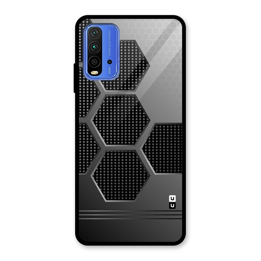 Grey Black Hexa Glass Back Case for Redmi 9 Power