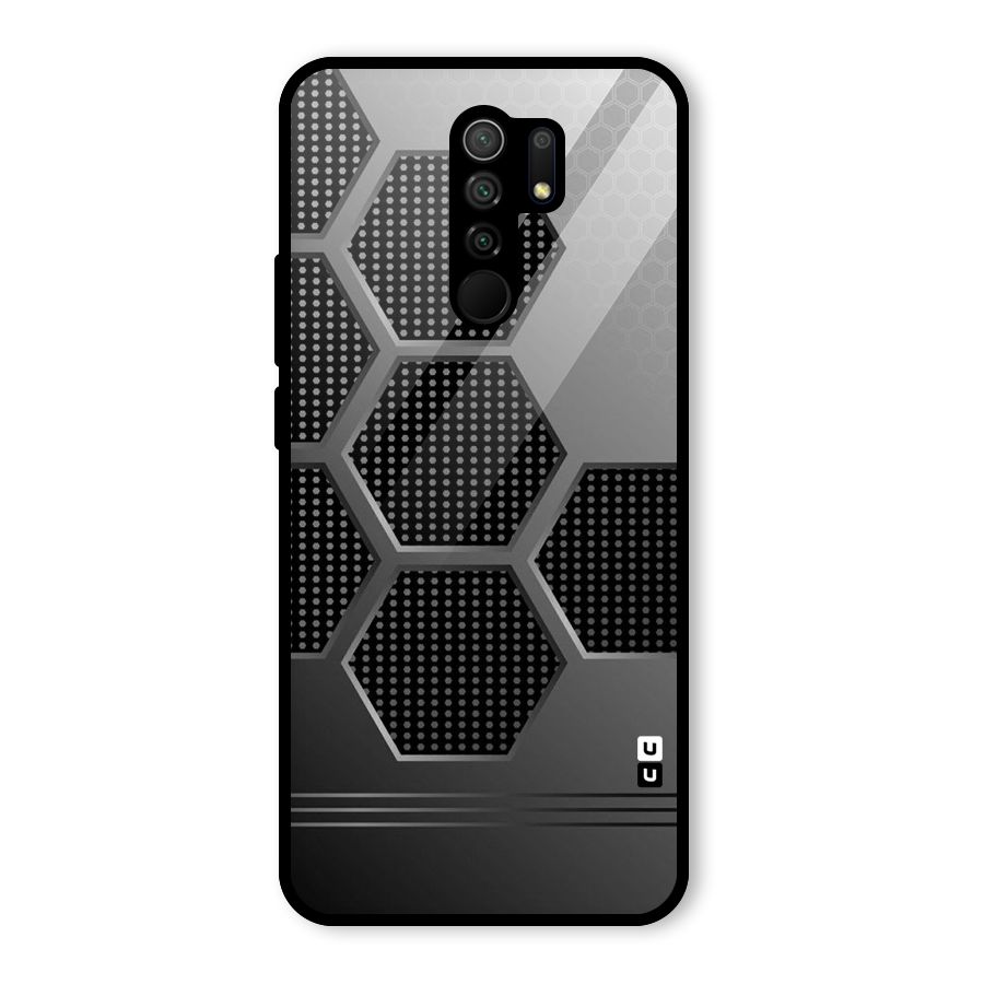 Grey Black Hexa Glass Back Case for Redmi 9 Prime
