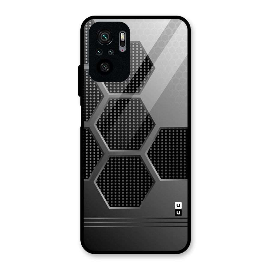 Grey Black Hexa Glass Back Case for Redmi Note 10S