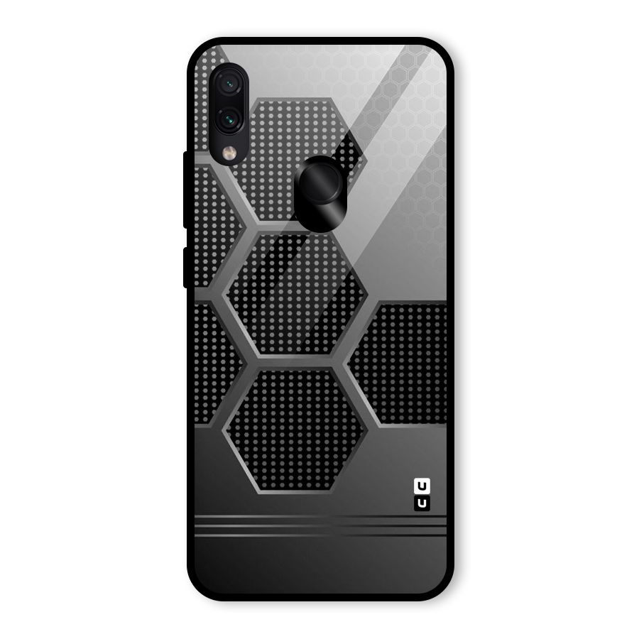 Grey Black Hexa Glass Back Case for Redmi Note 7