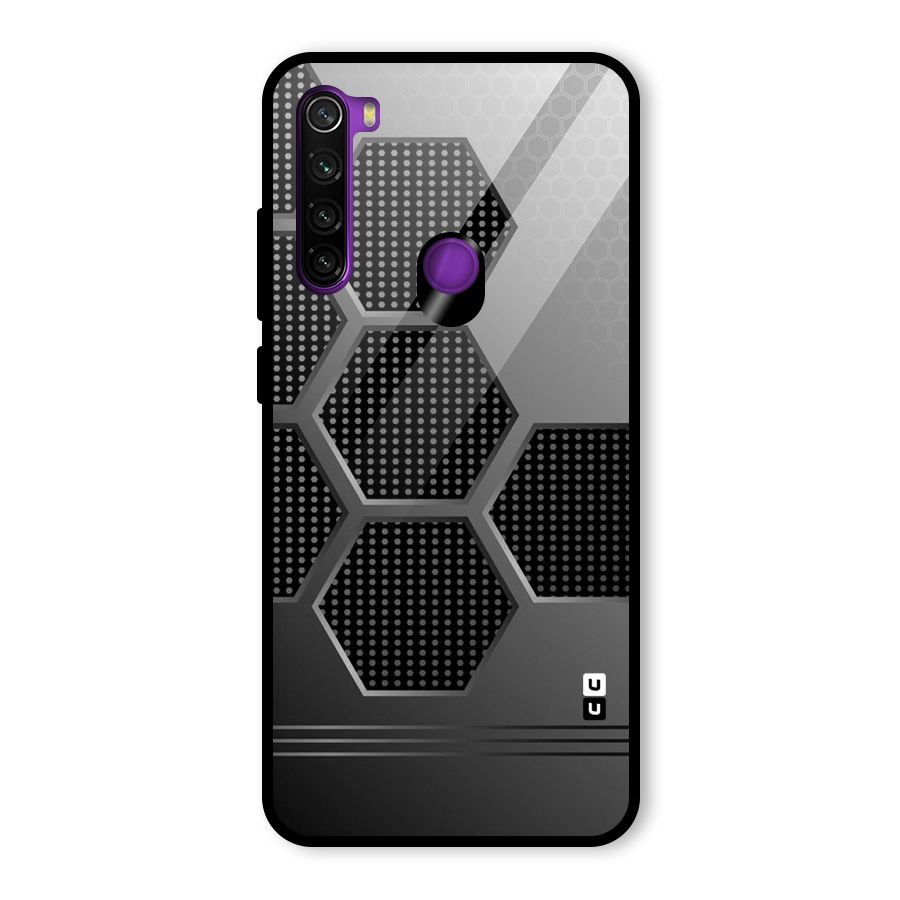 Grey Black Hexa Glass Back Case for Redmi Note 8