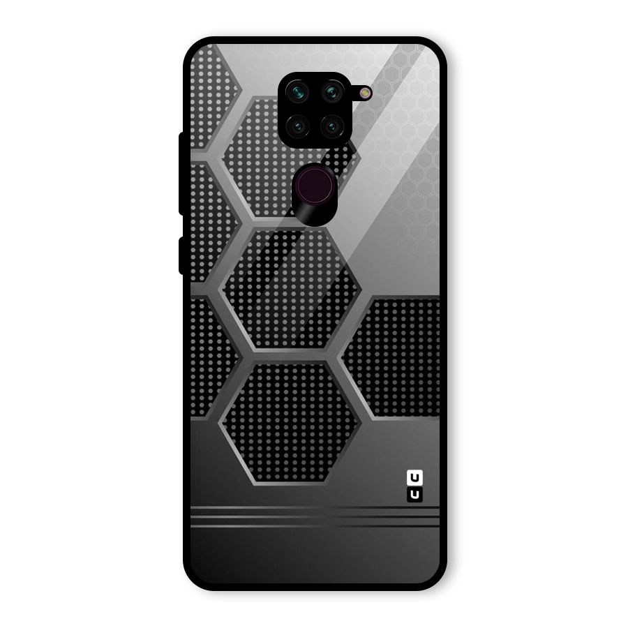 Grey Black Hexa Glass Back Case for Redmi Note 9